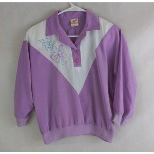 Vintage G.W. Graff Petite Blouse With Floral Butterfly Design Petite Small